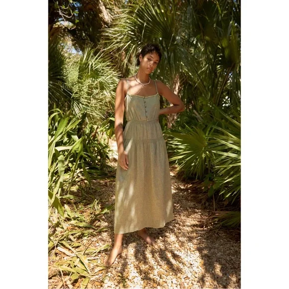chinese dress ladies Green Drop Waist Cora Midi Dress